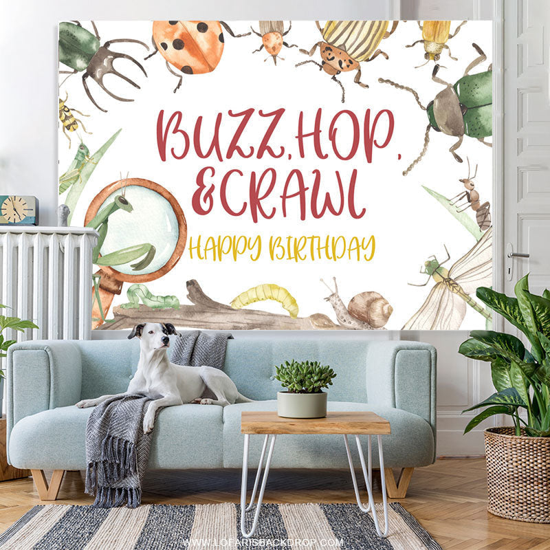 Lofaris Buzz Hop Ecrawl Insect Happy Birthday Backdrop For Kid