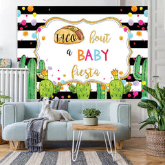 Lofaris Cactus Black and white stripes Baby Shower Backdrop
