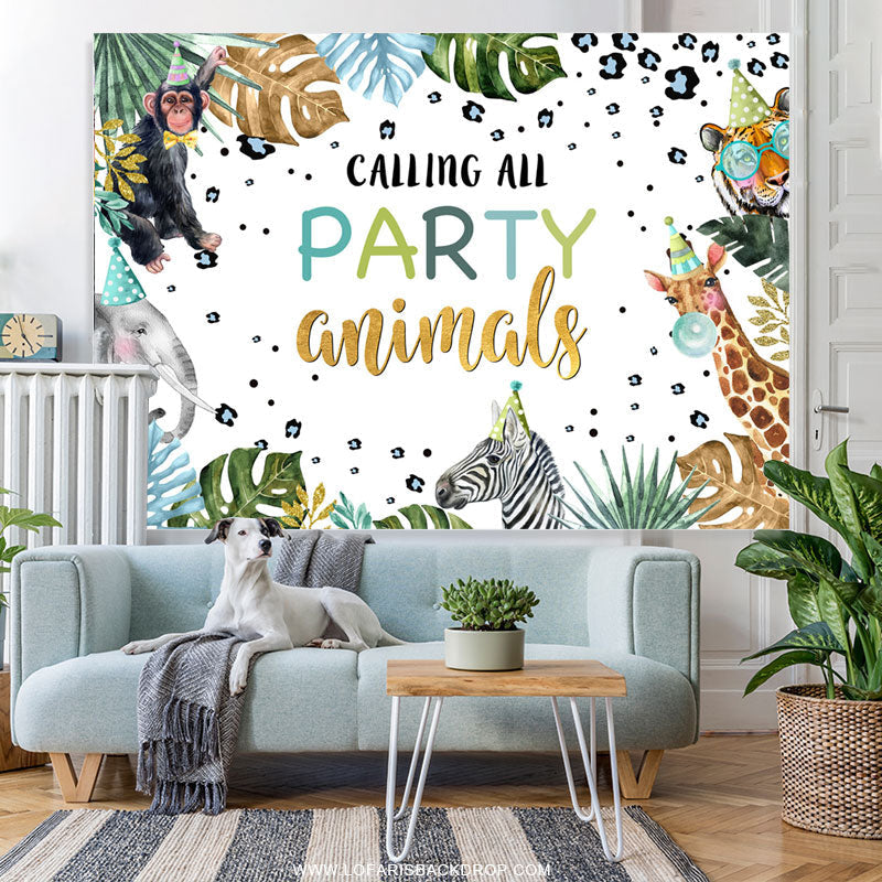 Lofaris Calling All Party Animals Birthday Backdrop For Kids