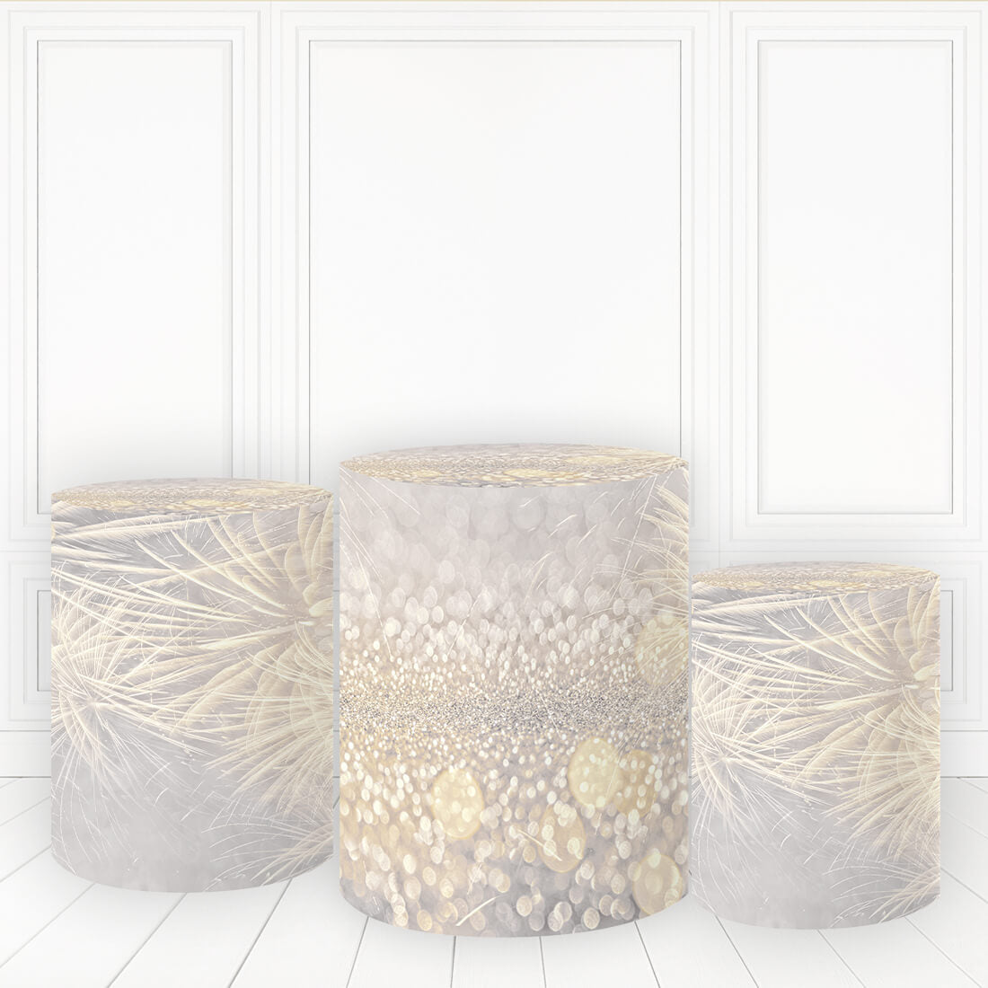Lofaris Canary Yellow Plinth Cover Glitter Blur Cake Table
