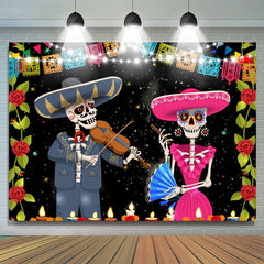Lofaris Candle Black Bokeh Red Roses Mexican Fiesta Backdrop