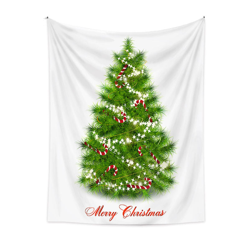 Lofaris Candy Cane Glitter Star Christmas Tree Wall Tapestry