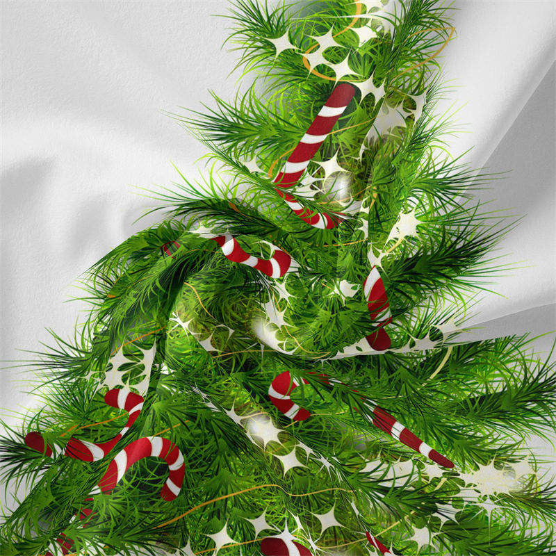 Lofaris Candy Cane Glitter Star Christmas Tree Wall Tapestry