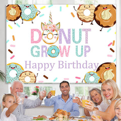 Lofaris Candy Land Donut Grow Up Theme Happy Birthday Backdrop