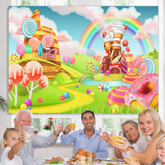 Lofaris Candyland Theme Lovely Cartoon Dessert Birthday Backdrop