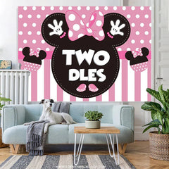 Lofaris Cartoom Pink Mouse Twodles Girl 2nd Birthday Banner