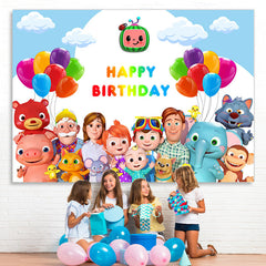 Lofaris Cartoon Balloon Happy Birthday Backdrop for Party