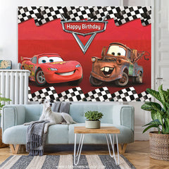 Lofaris Cartoon Cars Mobilization Happy Birthday Backdrop For Kids