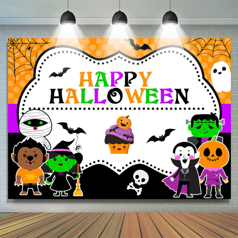 Lofaris Cartoon Cute Happy Halloween Themed Backdrop For Kids