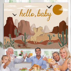 Lofaris Cartoon Desert Cacti Horse Baby Shower Backdrop