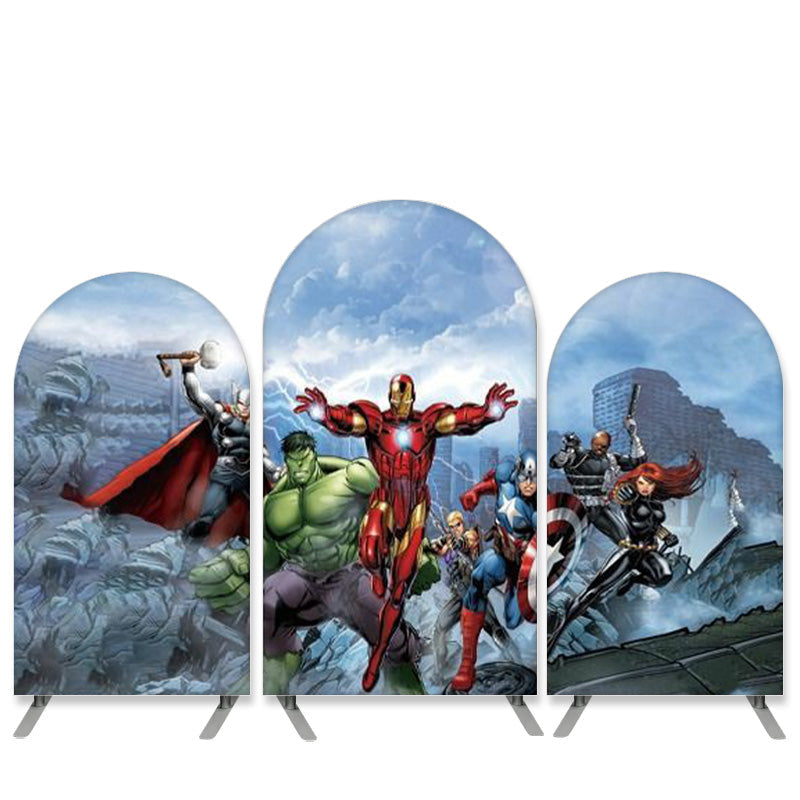 Lofaris Cartoon Film Theme Super Hero Birthday Arch Backdrop Kit