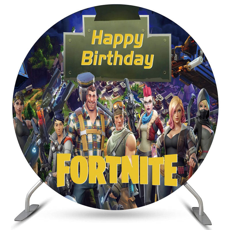Lofaris Cartoon Game Character Round Happy Birthday Backdrop