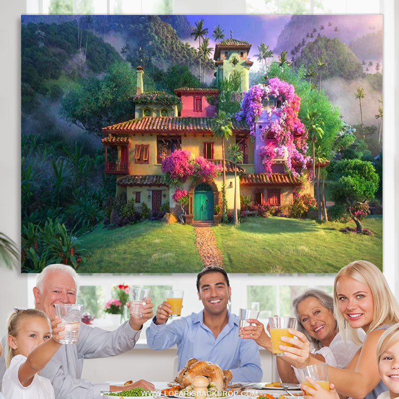 Lofaris Cartoon Magic Nature Forest House Happy Birthday Backdrop