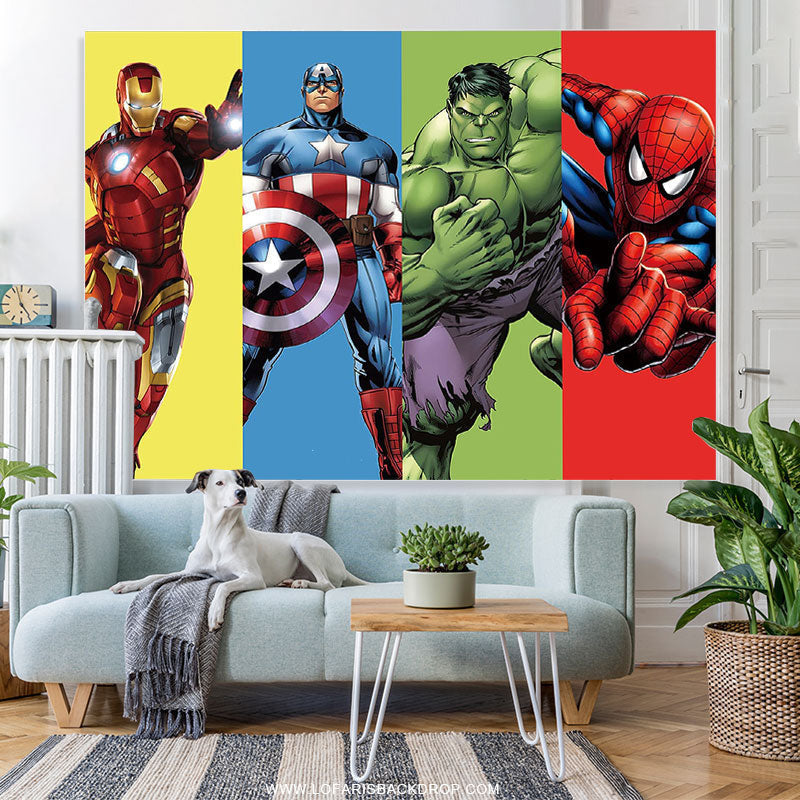 Lofaris Cartoon Movie Super Heroes Birthday Backdrop For Boy