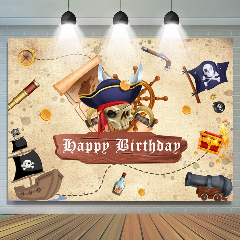 Lofaris Cartoon Pirate Theme Happy Birthday Party Backdrop | DIY Birthday Backdrops | Cake Smash Backdrop Covers | Custom Birthday Backdrops