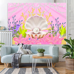 Lofaris Cartoon Sea Pearl And Seaweed Birthday Party Backdrop