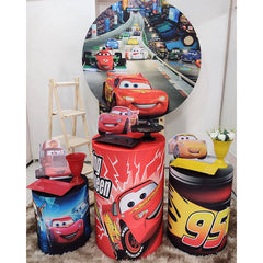 Lofaris Cartoon Themed Car Birthday Circle Backdrop Kit For Boy