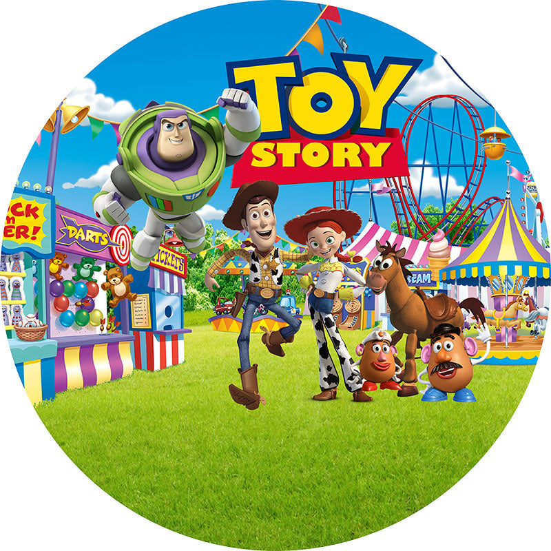 Lofaris Cartoon Toy And Amusement Park Round Backdrop Kit