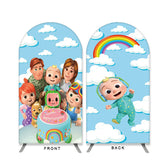 Lofaris Cartoon Watermelon Double Sided Arch Backdrop for Birthday