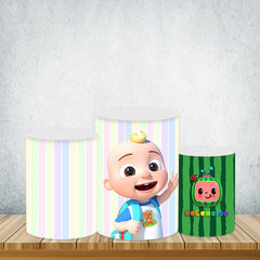 Lofaris Cartoon Watermelon Stripe Cylinder Cover Baby Birthday Cake Table