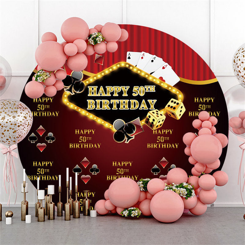Lofaris Casino Black Red Classic Circle 50Th Birthday Backdrop