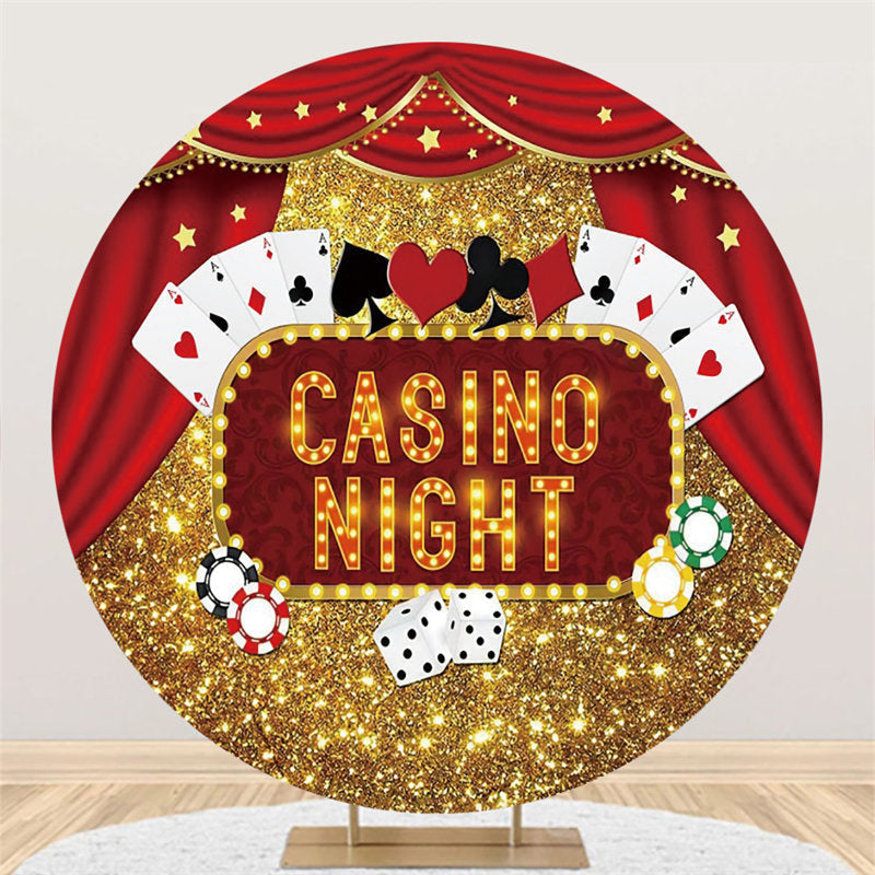 Lofaris Casino Night Glitter Golden And Red Circle Backdrop
