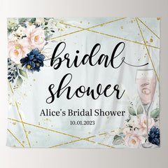 Lofaris Champagne Glass and Rings Floral Bridal Shower Backdrop