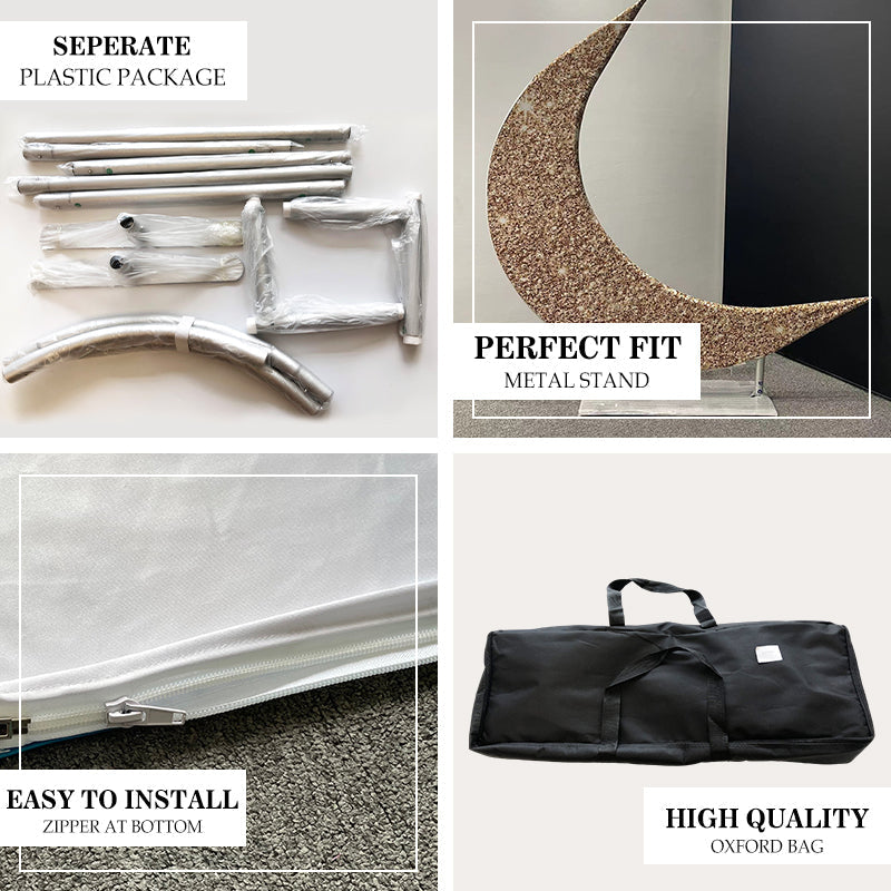 Lofaris Champagne Gold Glitter Moon Wedding Arch Backdrop For Decor