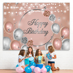 Lofaris Champagne Golden Silver Balloon Light Birthday Backdrop