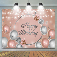 Lofaris Champagne Golden Silver Balloon Light Birthday Backdrop
