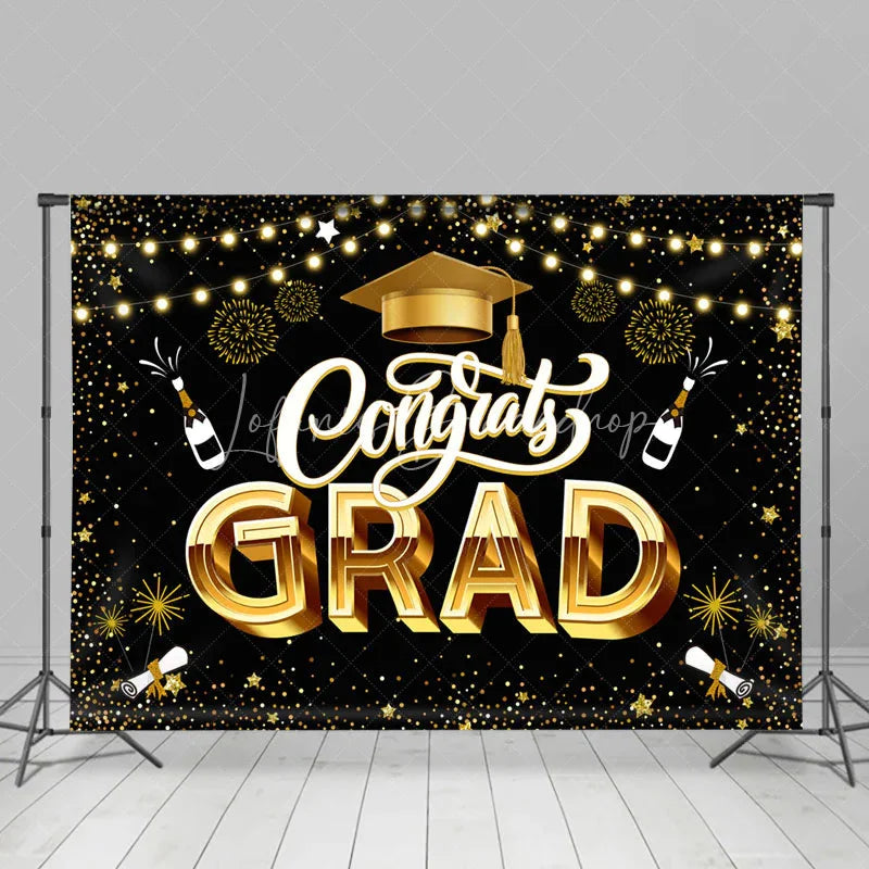 Lofaris Champagne Scroll Spark Congrats Grad Backdrop