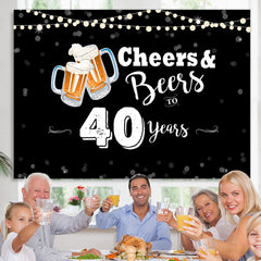 Lofaris Cheers And Beers To 40 Years Happy Birthday Backdrop