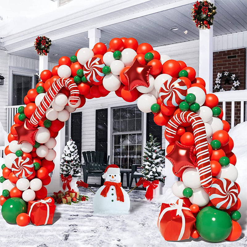 Lofaris Christmas Balloon Garland Arch Kit With Red White Candy