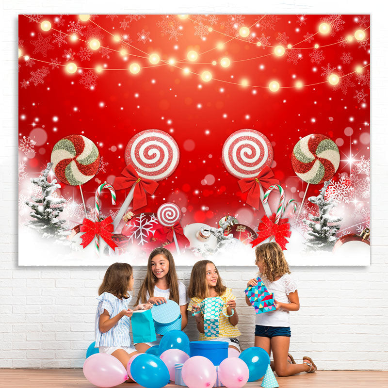Lofaris Christmas Tree Candy Red Bokeh Backdrop for Party