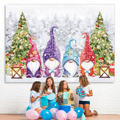 Lofaris Christmas Tree Colored Santa Claus Backdrop