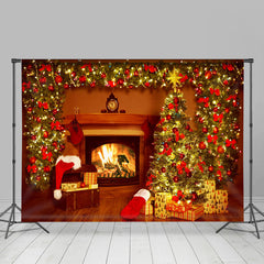Lofaris Christmas Tree Fireplace Holiday Backdrop