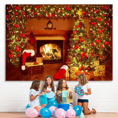 Lofaris Christmas Tree Fireplace Holiday Backdrop