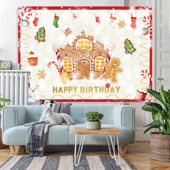 Lofaris Christmas Tree Happy Birthday Snowman Backdrop for Party