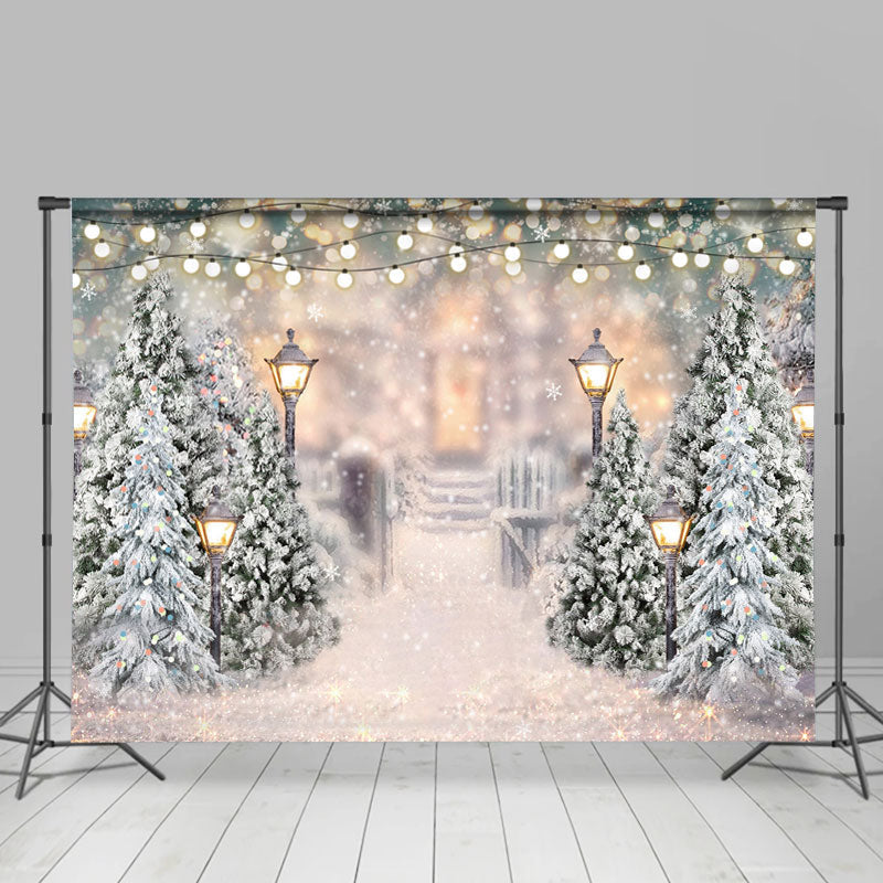 Lofaris Christmas Tree Snowflake Glitter Lights Winter Backdrop