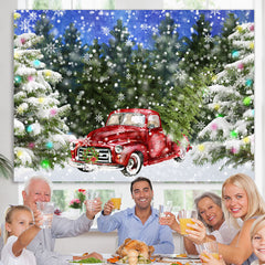 Lofaris Christmas Tree Snowflake Red Car Winter Backdrop for Party