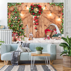 Lofaris Christmas Tree Wooden Door light Backdrop For Winter