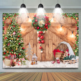 Lofaris Christmas Tree Wooden Door light Backdrop For Winter