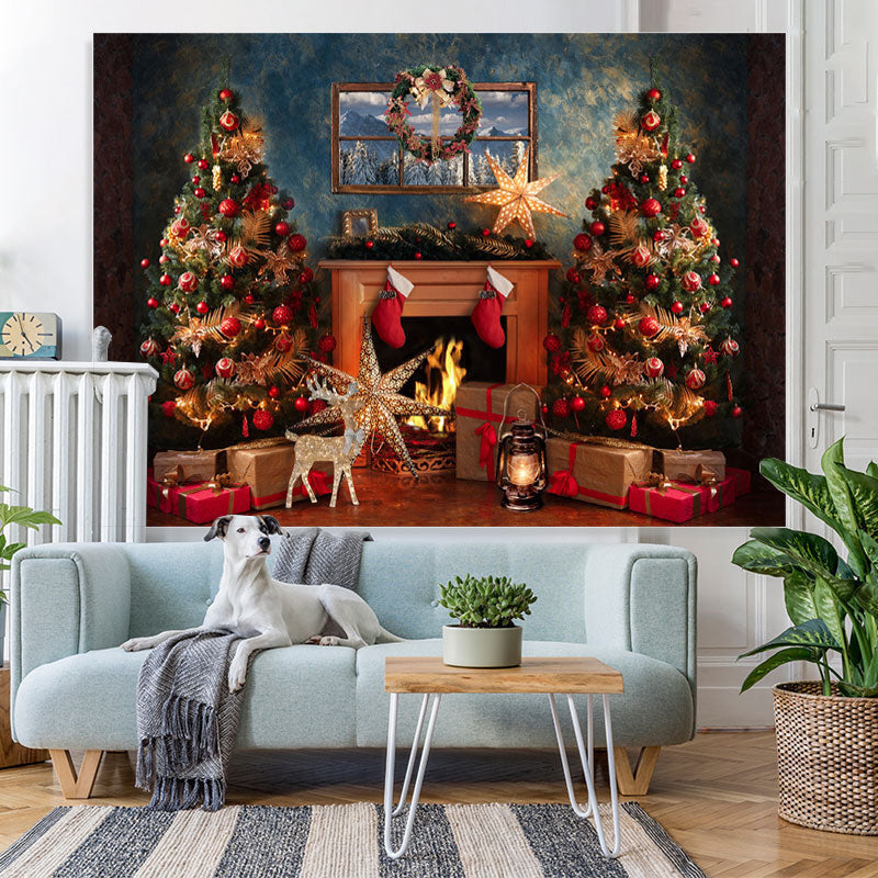 Lofaris Christmas Trees With Shiny Starfish Winter Backdrop