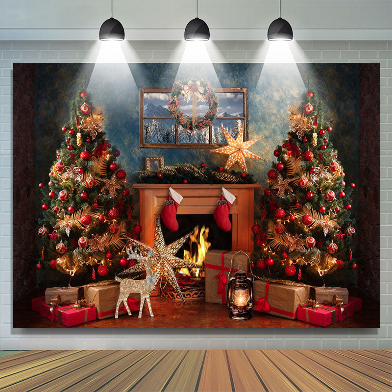 Lofaris Christmas Trees With Shiny Starfish Winter Backdrop