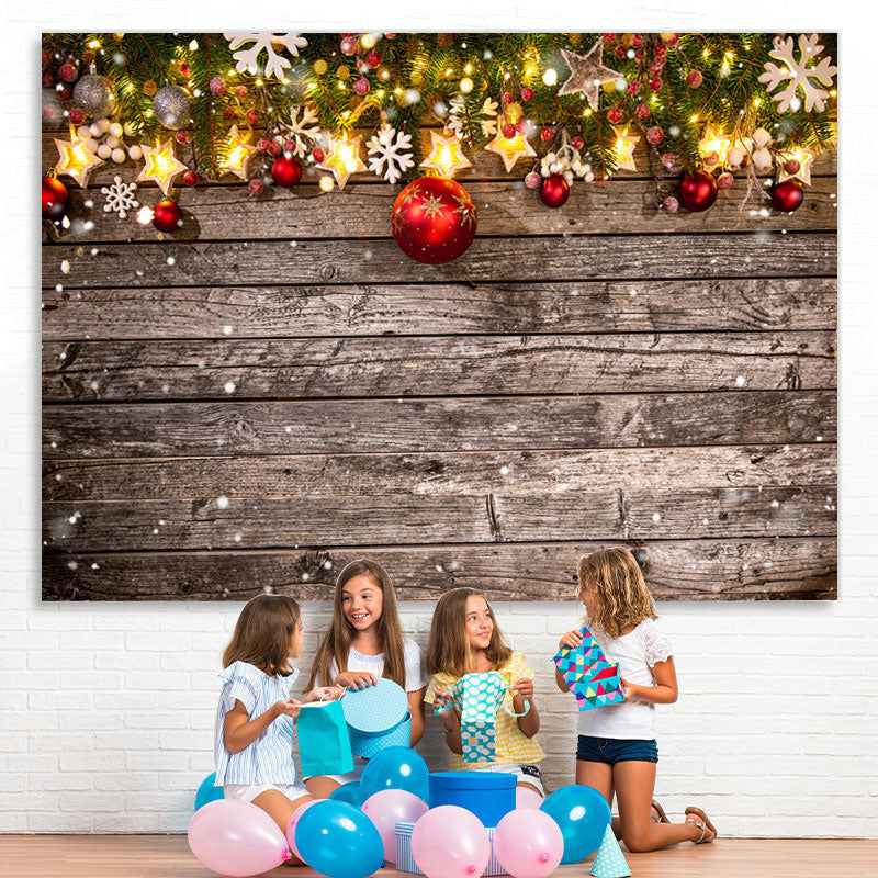 Lofaris Christmas Wood Glitter Snowflake Photo Backdrop for Holiday