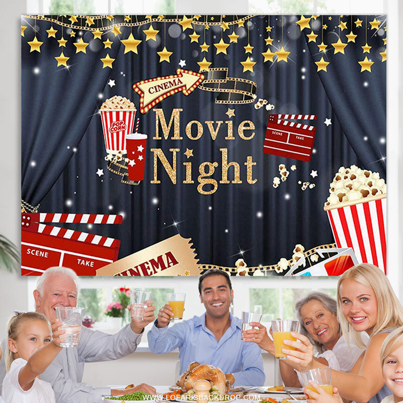 Lofaris Cinema Movie Night Birthday Backdrop For Decoration