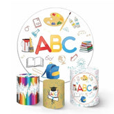 Lofaris Circle Abc Pattern White Graduation Day Backdrop Kit