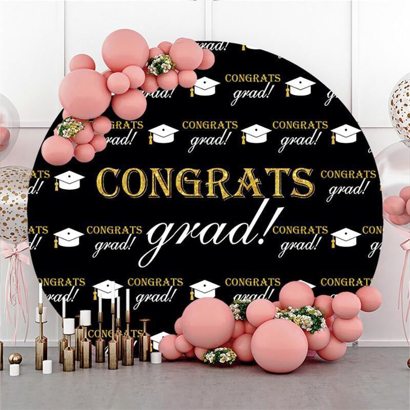 Lofaris Circle Bachelor Cap Congrats Grad Party Backdrop Decoration