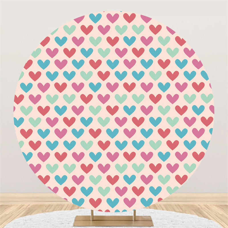 Lofaris Circle Blue Pink Love Happy Birthday Backdrop For Party