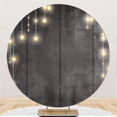 Lofaris Circle Bright Light Round Grey Black Birthday Backdrop